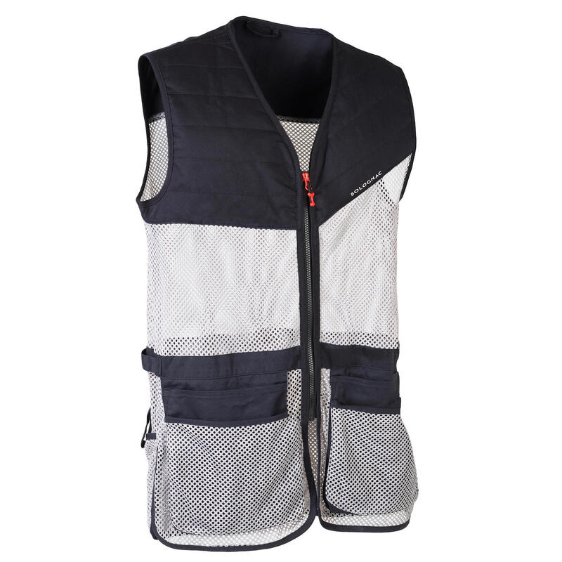 Gilet tiro a volo 100 nero-grigio