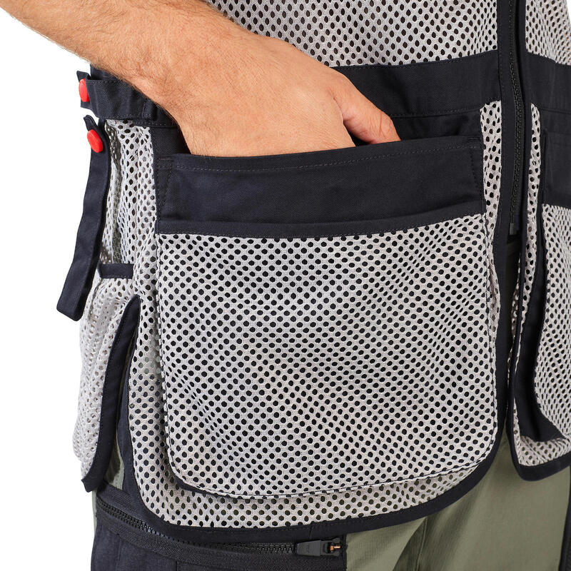 Gilet tiro a volo 100 nero-grigio