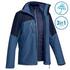 Trekking 3in1 Padded Jacket Rainwarm 500 Blue