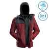 Men's Travel Trekking 3-in-1 Jacket Travel 100 - red