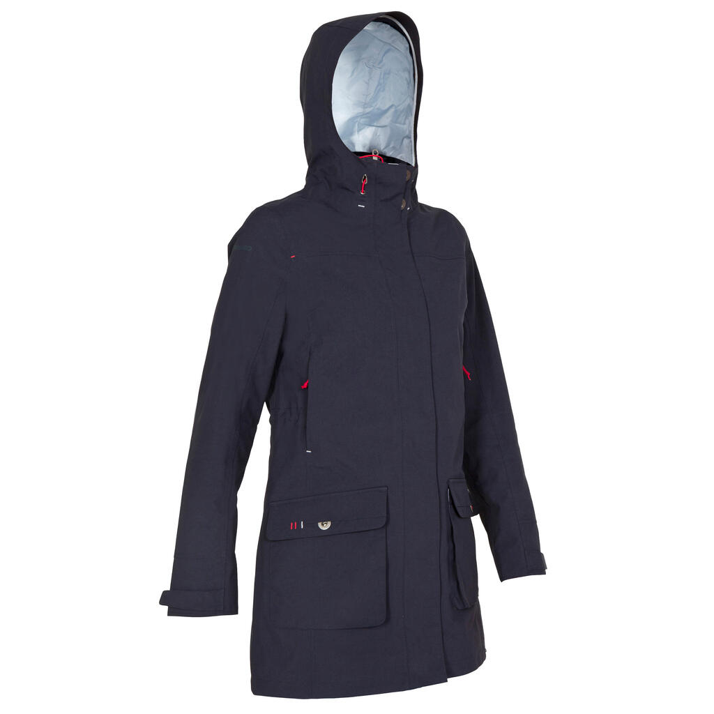 500 women's waterproof sailing oilskin - blue