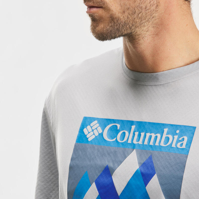Camiseta de senderismo montaña manga corta Columbia Bellport Hombre Gris