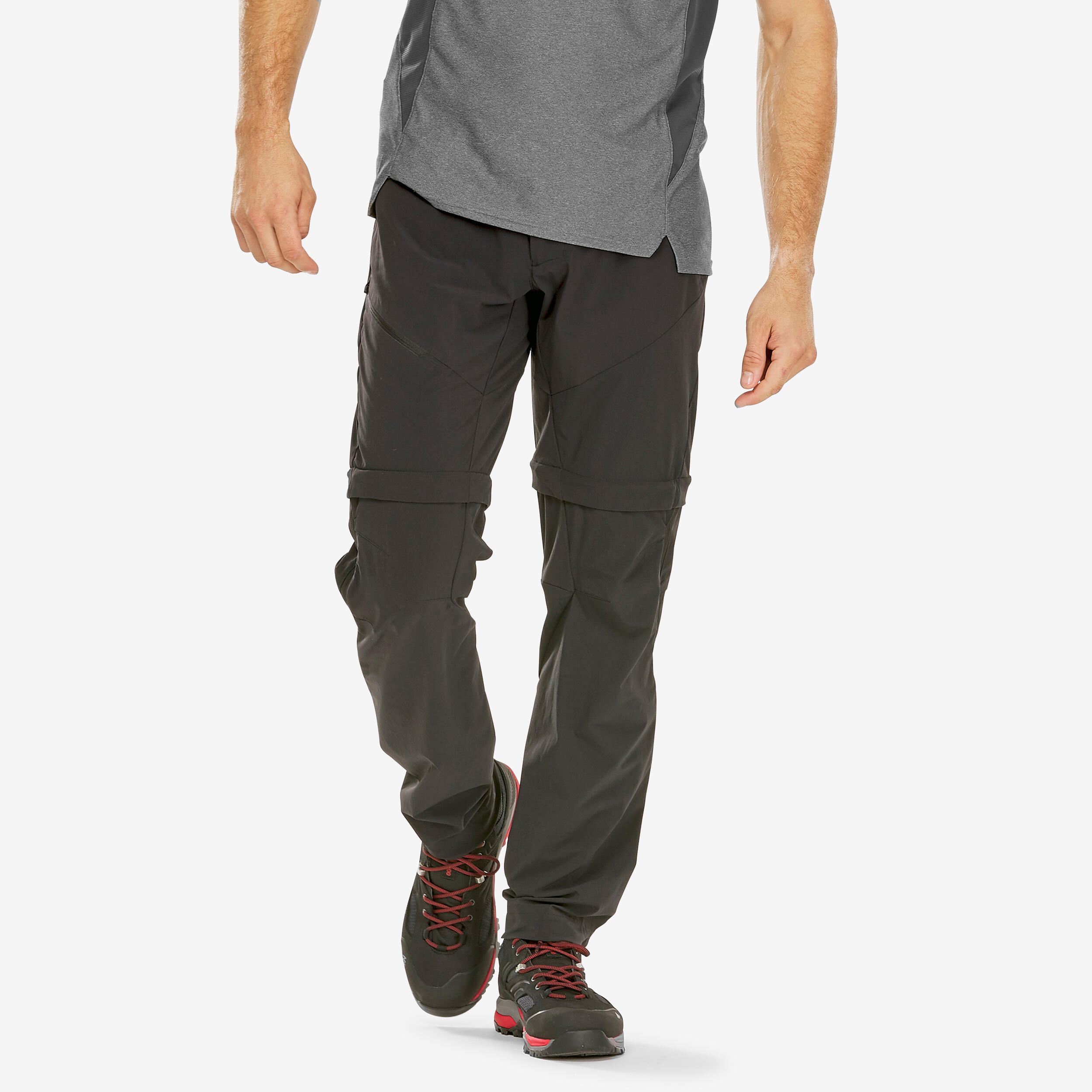 Men's 2-in-1 Hiking Pants - MT 500 - Carbon grey, black - Forclaz 