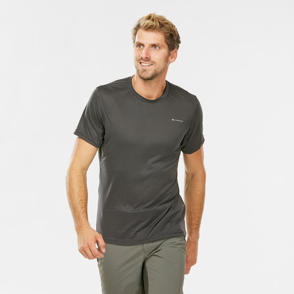 Men's synthetic short-sleeved hiking T-shirt - MH100 