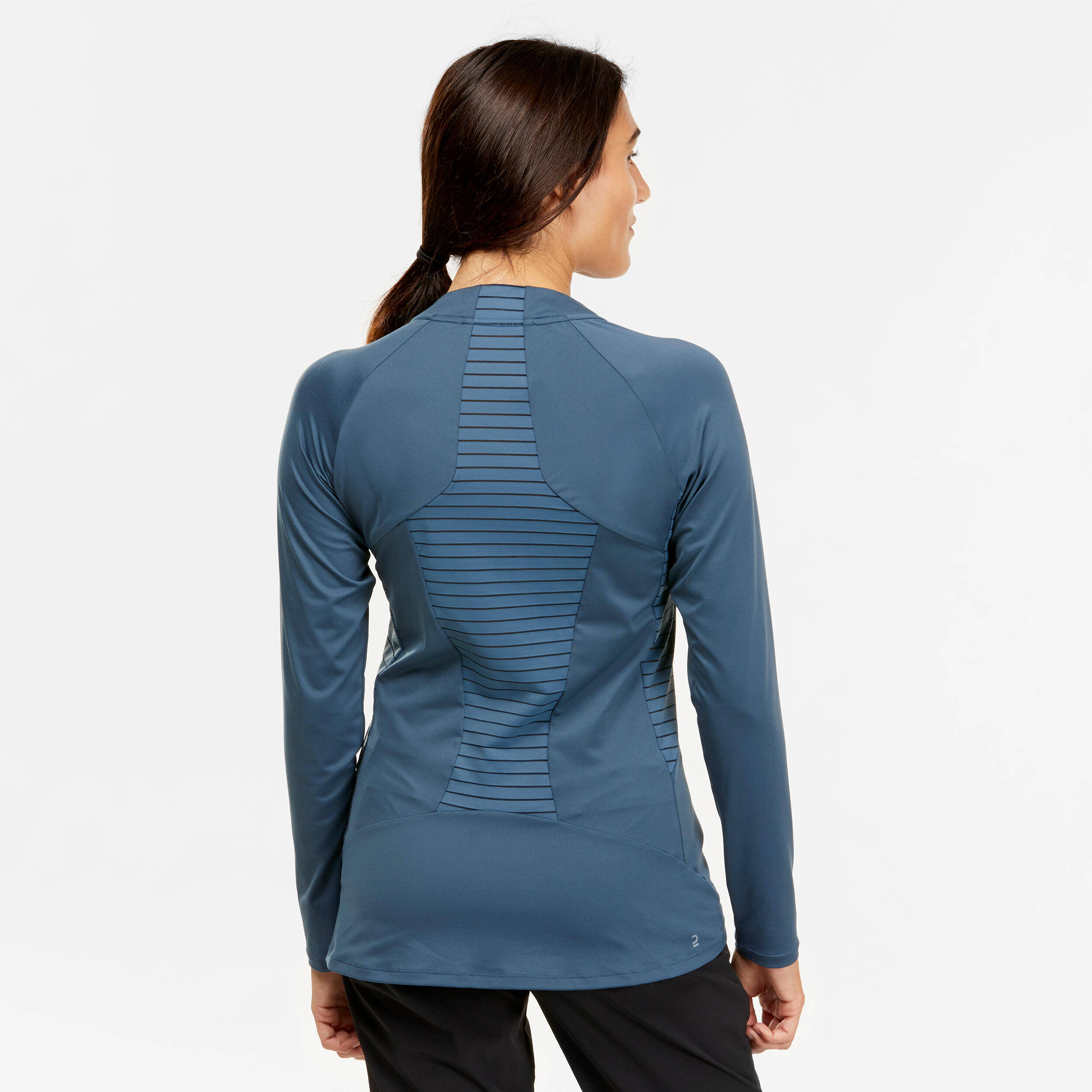 Women Mountain Hiking Long-Sleeved T-Shirt MH550 Blue/Grey -  3