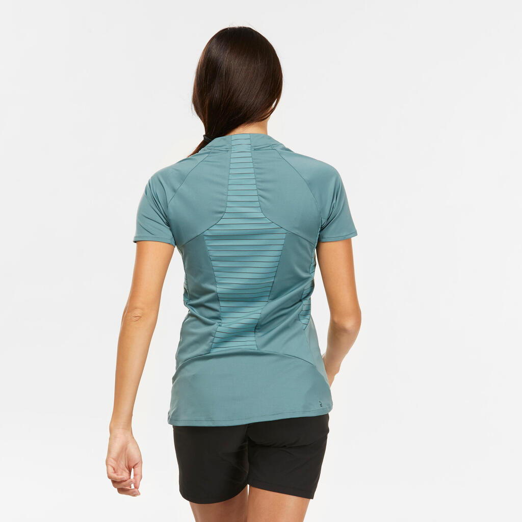 POLERA SENDERISMO MUJER MH500 VERDE