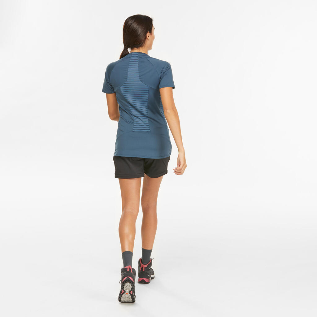 Playera de manga corta de senderismo en montaña para mujer MH500 