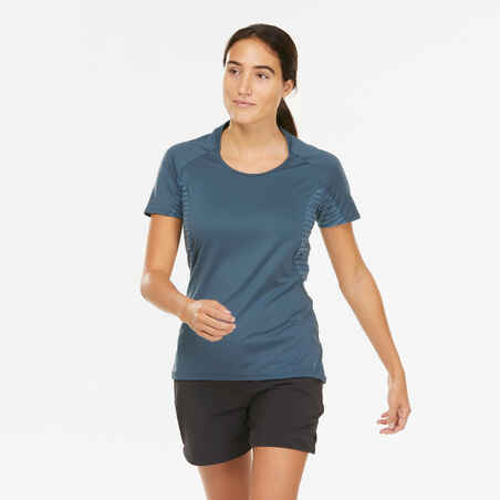 Camiseta de montaña y trekking manga corta Mujer Quechua MH500 gris