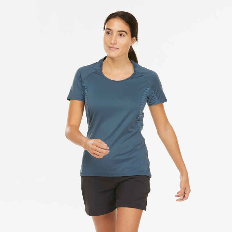 Camiseta de montaña y trekking manga corta Mujer Quechua MH500 gris