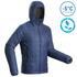 Men's mountain trekking padded jacket trek 100 with hood - blue