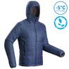 Men's Mountain Trekking Padded Jacket Trek 100 with Hood - Blue