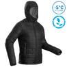 Men's Mountain Trekking Padded Jacket - TREK 100 WITH HOOD - Black