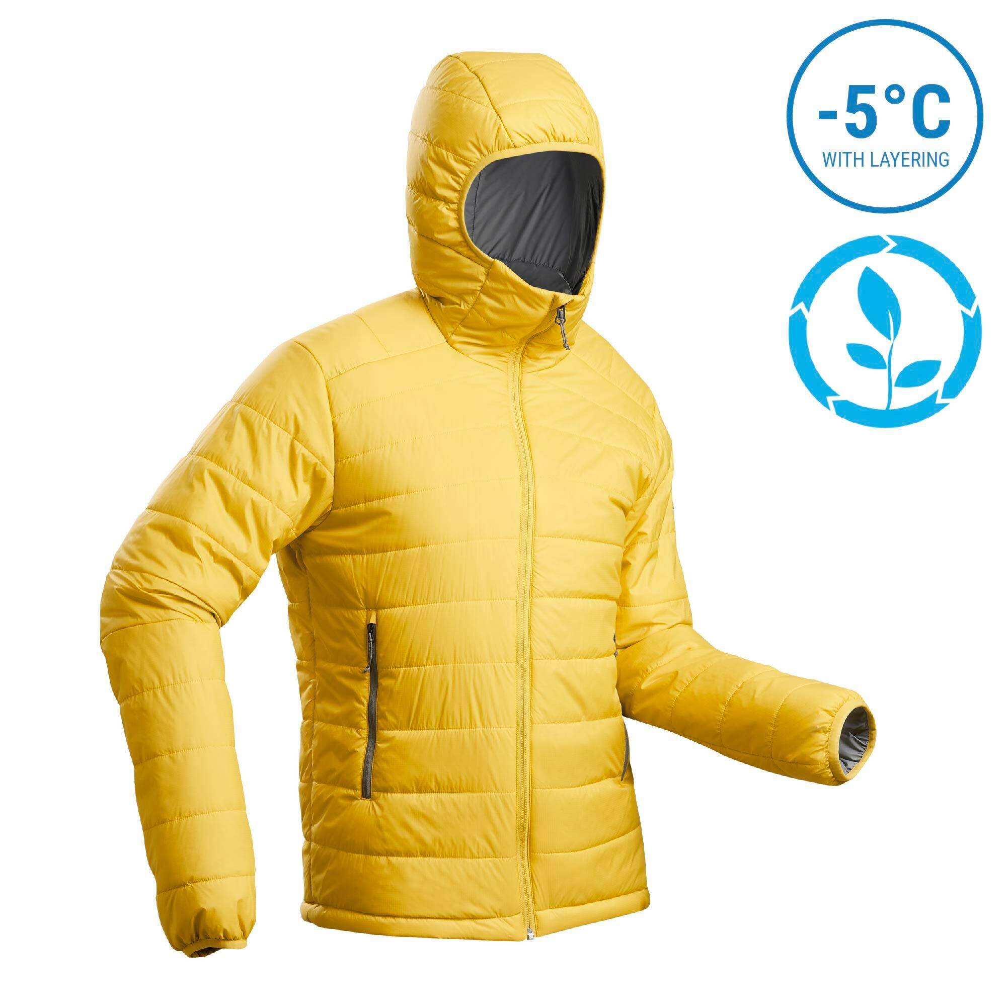 Men Packable Puffer Jacket for Trekking - MT100 -5°C Yellow -  3