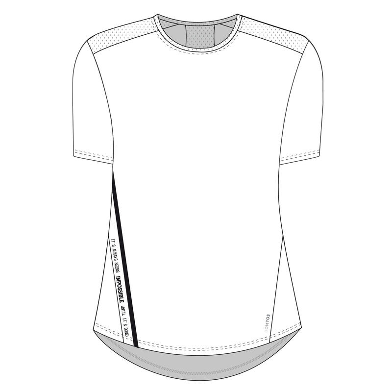 Camiseta fitness manga corta corte entallado Mujer Domyos blanco