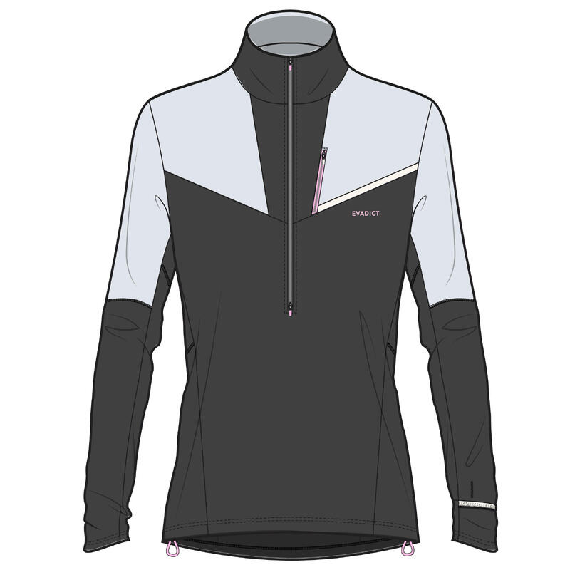 Maglia manica lunga trail donna SOFTSHELL grigia