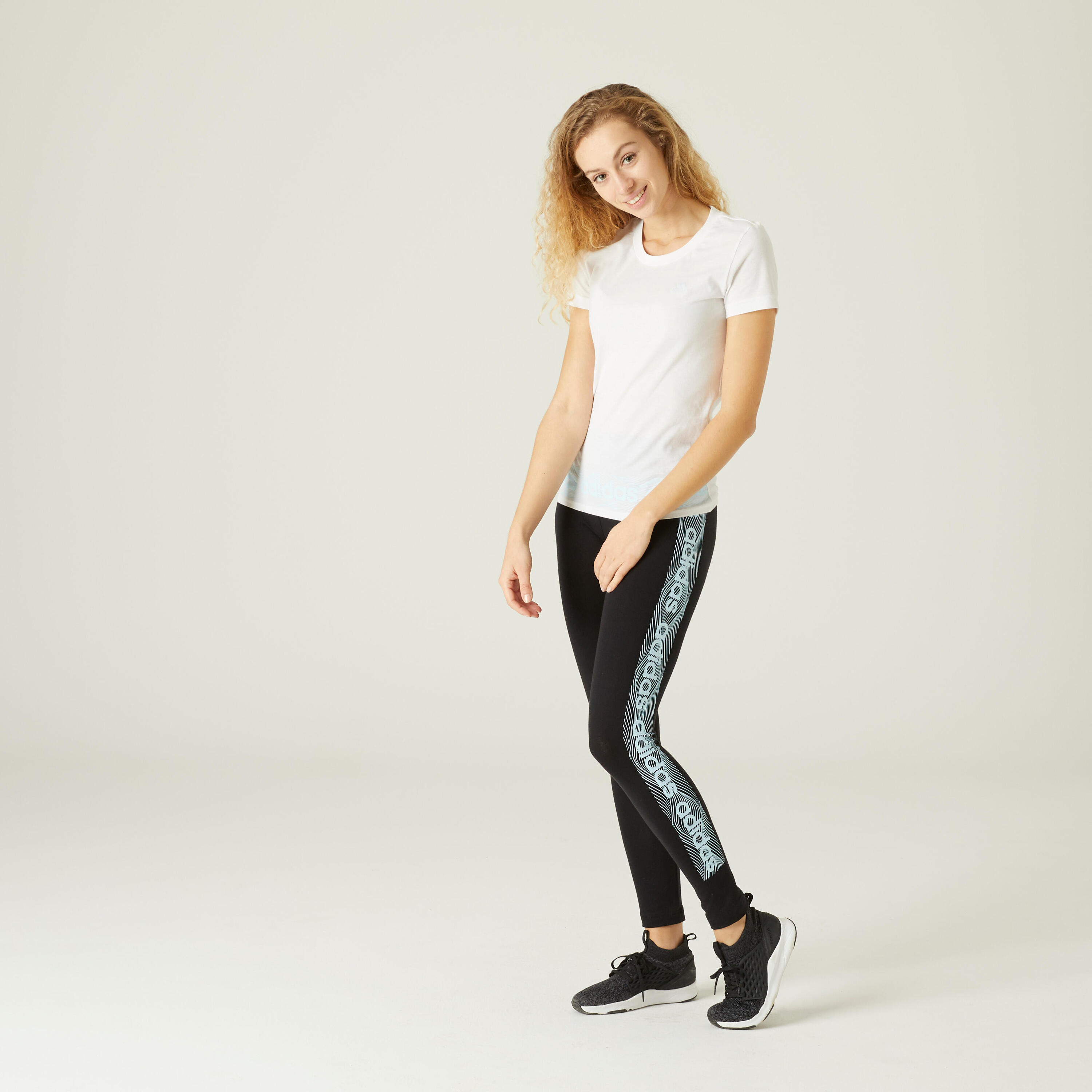 T-shirt de Ginástica e Pilates Adidas Branco 2/7