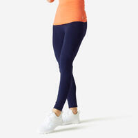 Legging fitness long coton extensible ceinture basse femme - Salto bleu marine