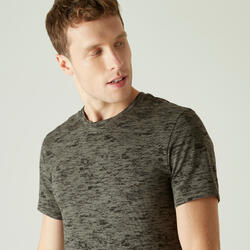 500 Slim-Fit Gentle Gym \u0026 Pilates T-Shirt - White Print NYAMBA - Decathlon