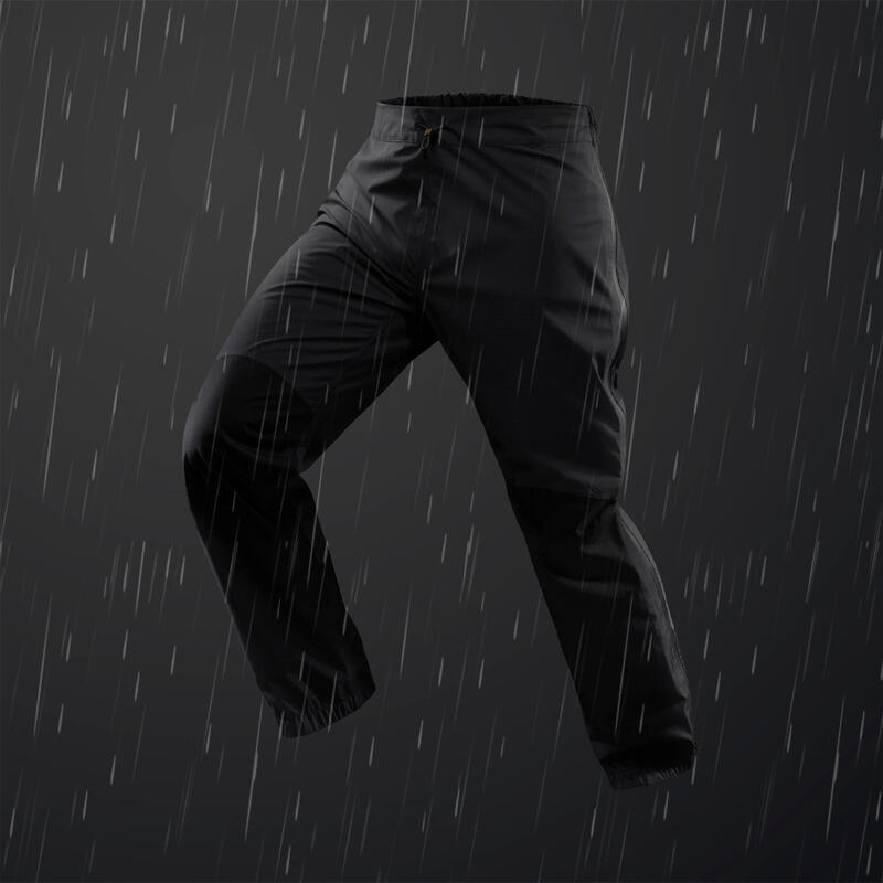 男款登山健行防水雨褲－TREK500－深灰色