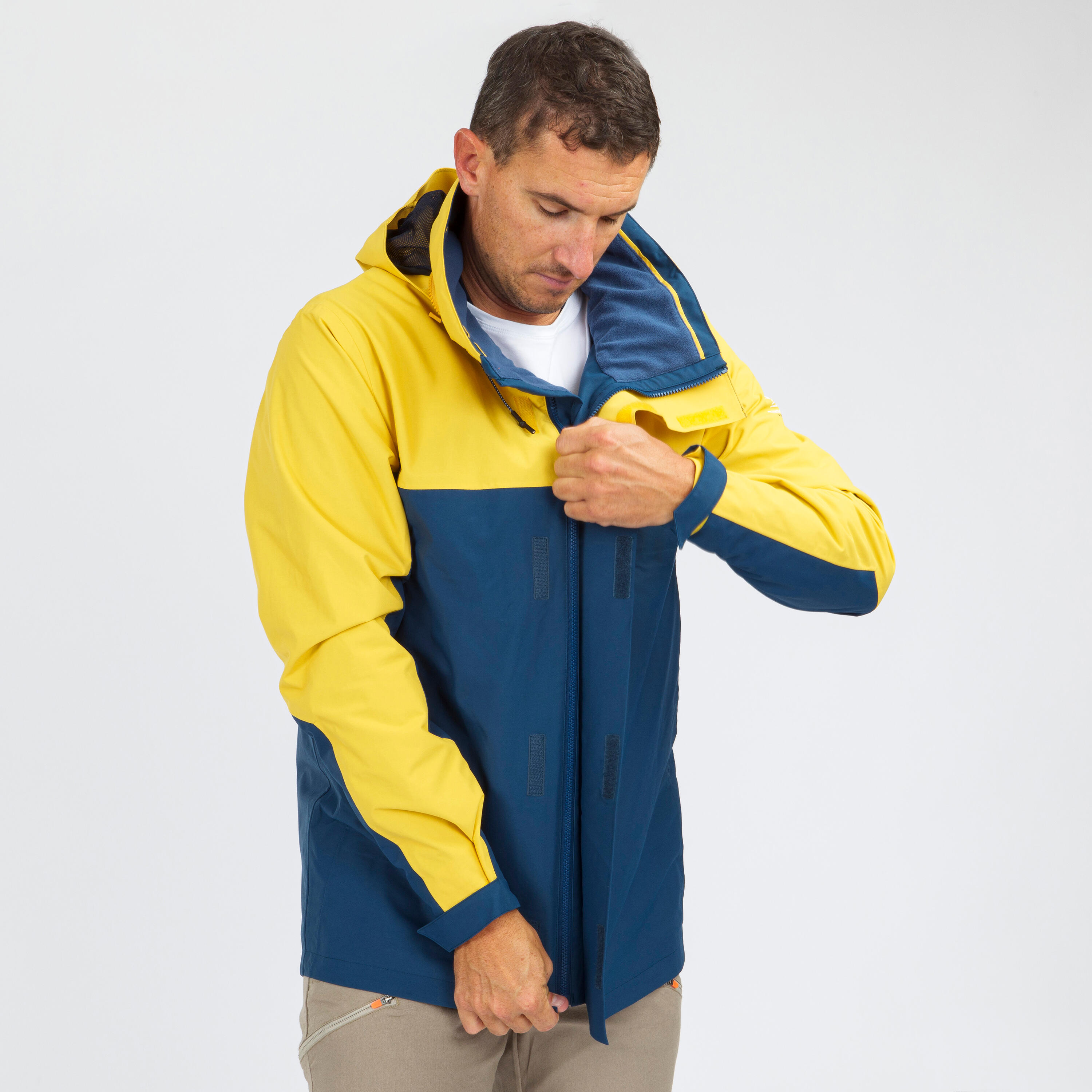 Men's Waterproof Windproof Sailing Jacket 300 - Yellow Blue 4/9
