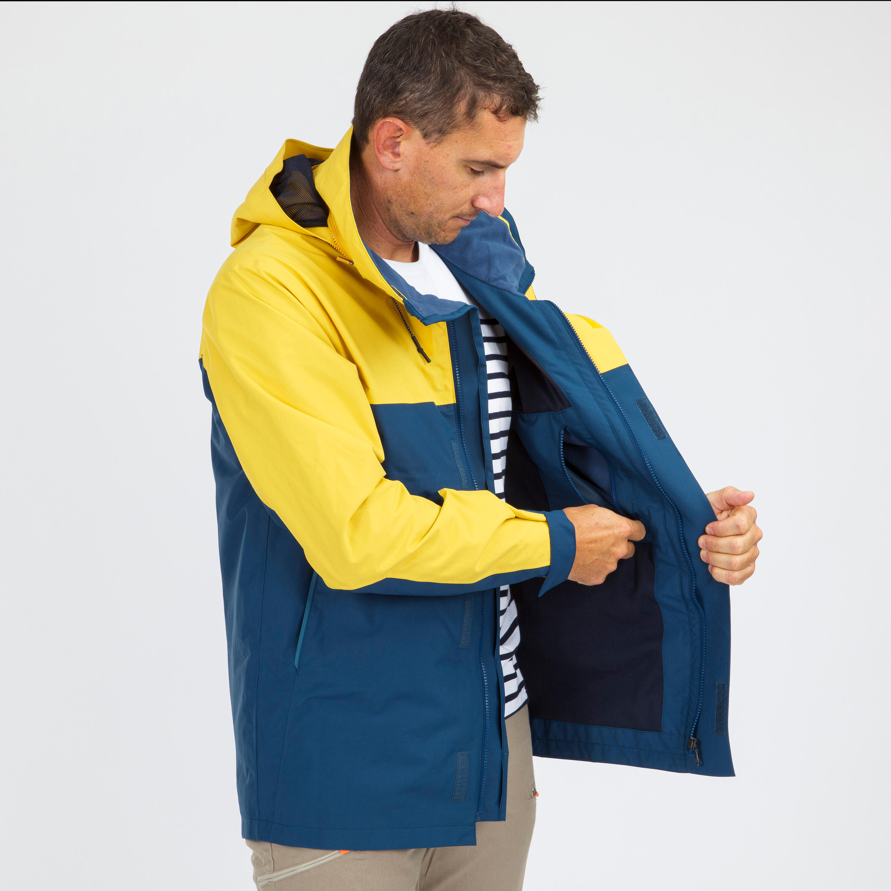 Men's Waterproof Windproof Sailing Jacket 300 - Yellow Blue 5/9