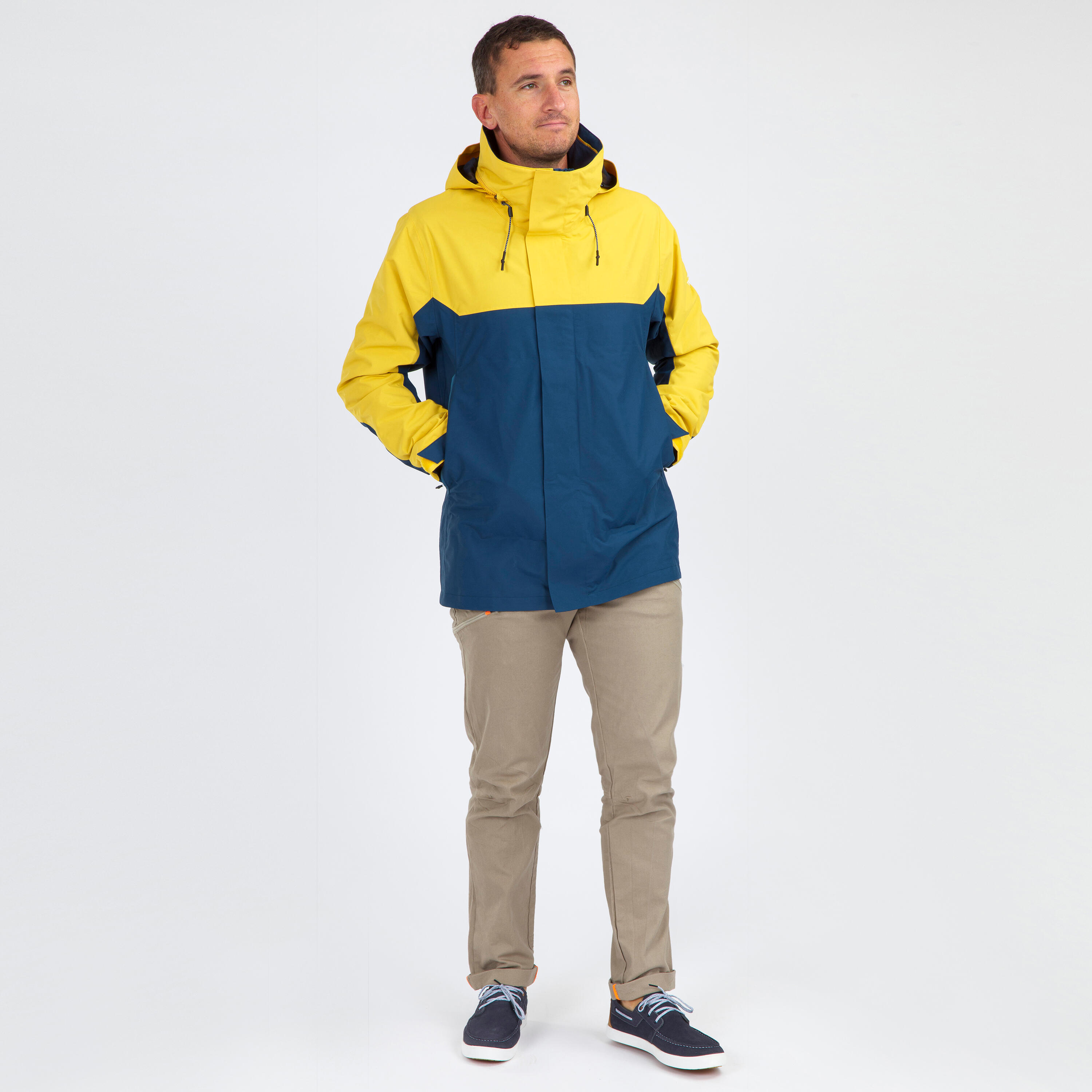 Men's Waterproof Windproof Sailing Jacket 300 - Yellow Blue 2/9
