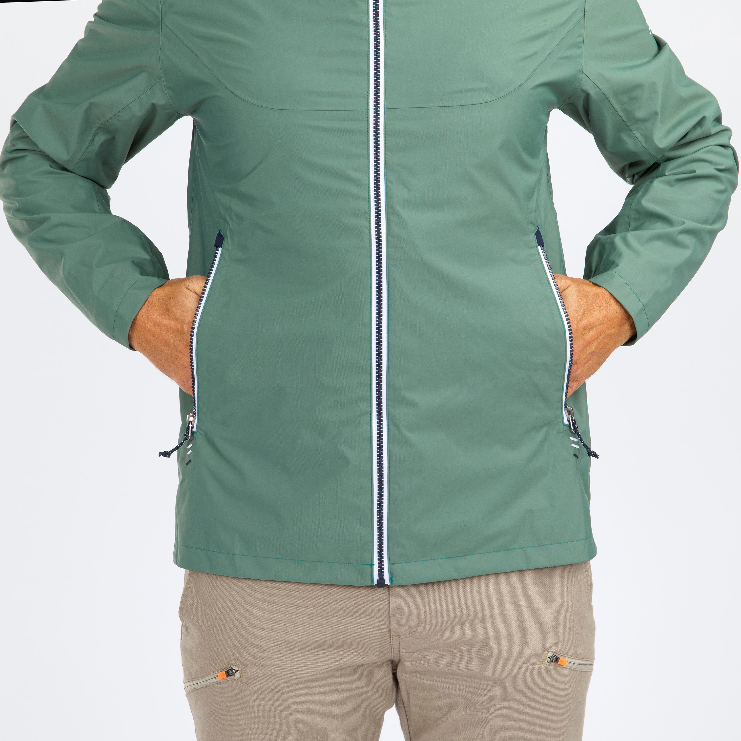 Chubasquero chaqueta impermeable Hombre Sailing 100 verde 3/8