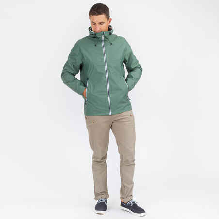 Chaqueta impermeable cortavientos lluvia vela Hombre Sailing 100 verde