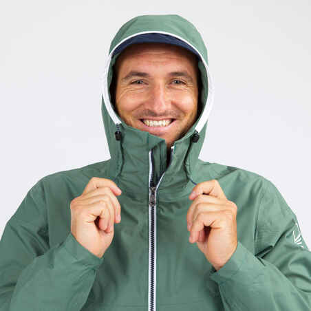 Chaqueta impermeable cortavientos lluvia vela Hombre Sailing 100 verde