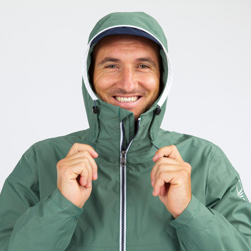 Sailing 100 waterproof and windproof sailing anorak khaki Decathlon
