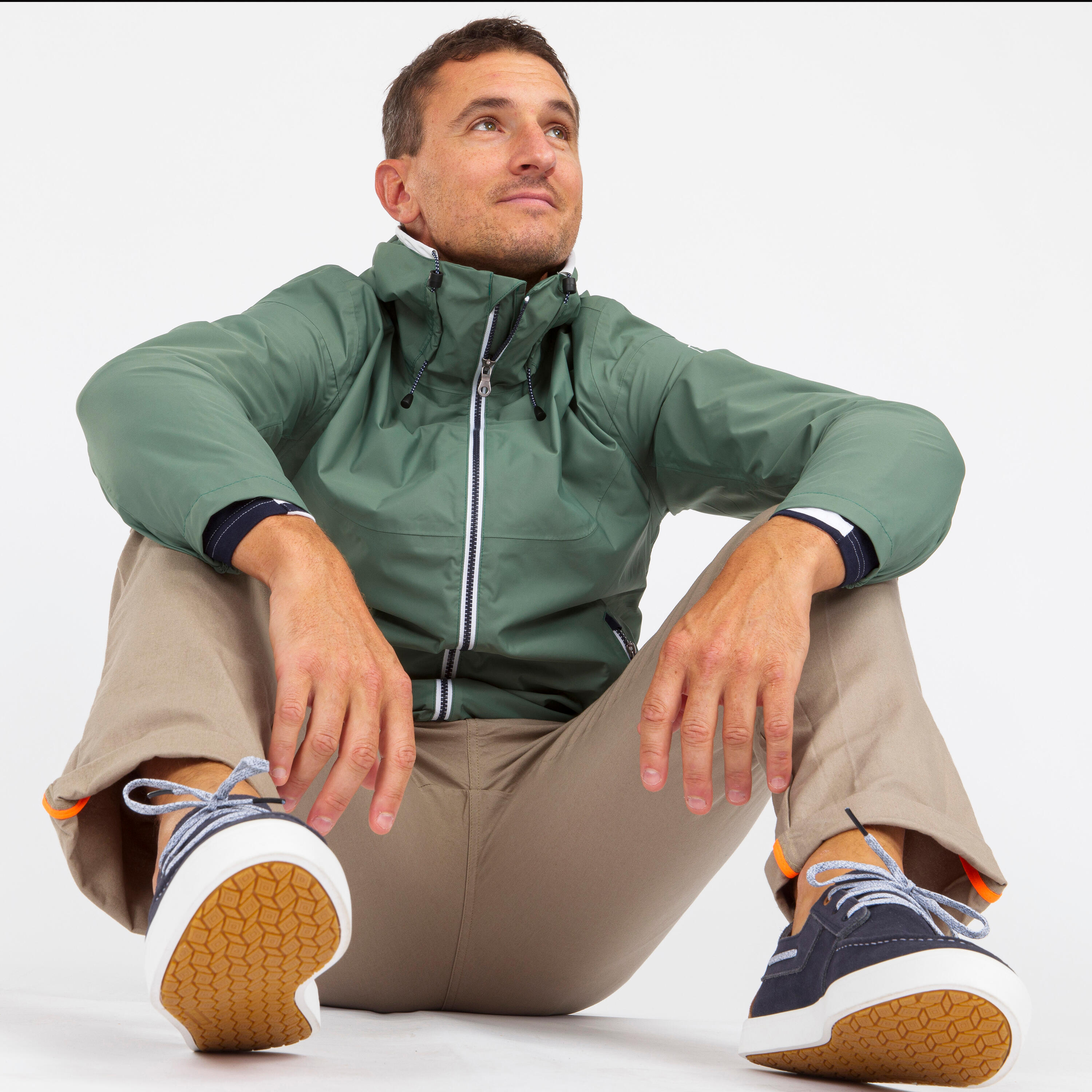 Chubasquero chaqueta impermeable Hombre Sailing 100 verde 2/8