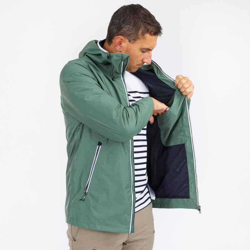 Chaqueta impermeable cortavientos lluvia vela Hombre Sailing 100 verde