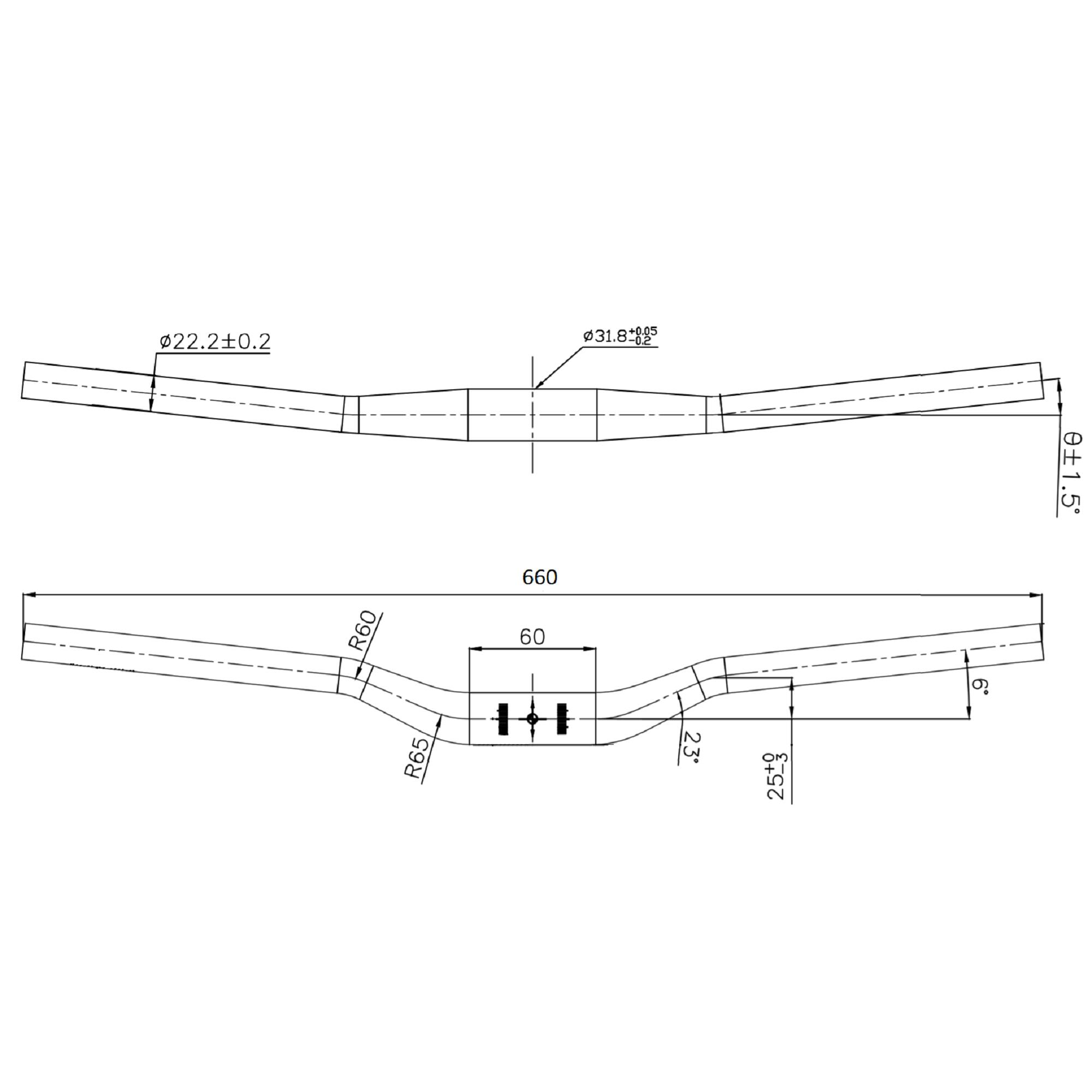 Verhoogd fietsstuur 31,8 mm oversize 660 mm 3/3