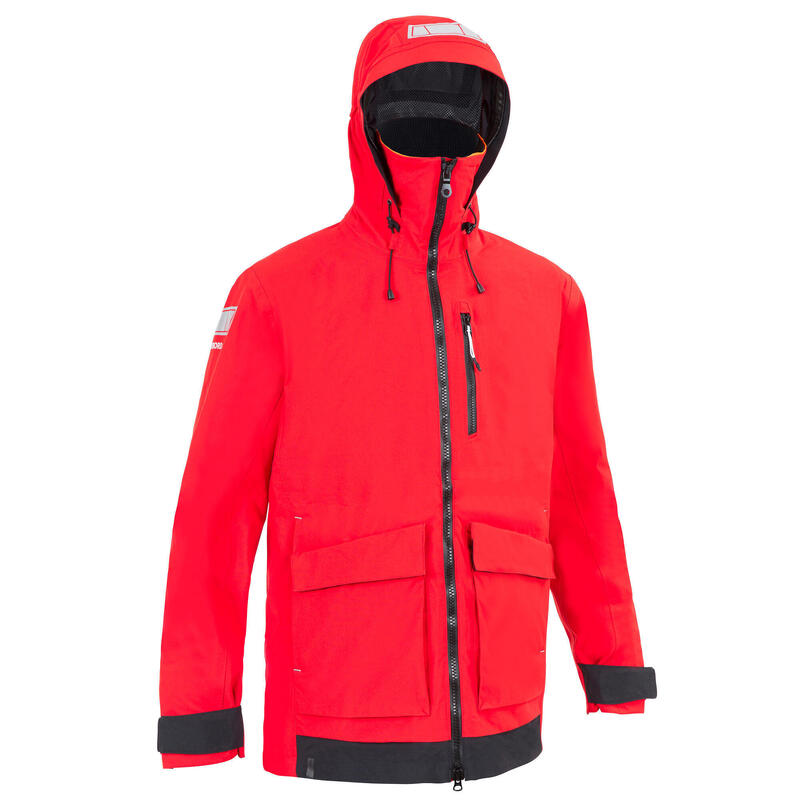 Férfi kabát vitorlázáshoz Sailing 500, vízhatlan, szélálló, piros