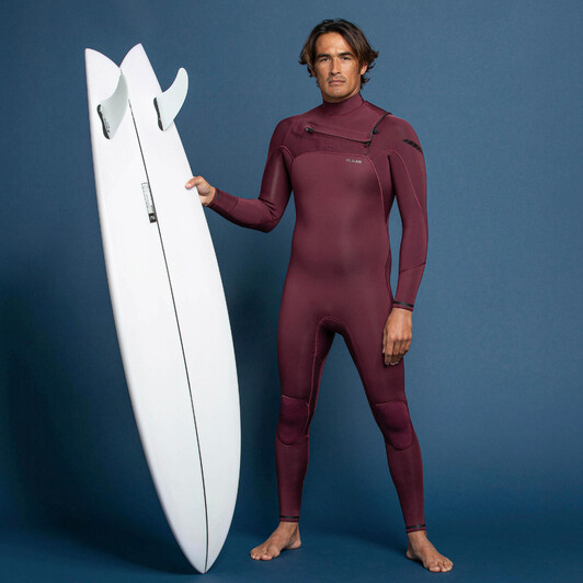 Гидрокостюм для серфинга неопреновый 4/3 мм мужской бордовый SURF 900 Olaian