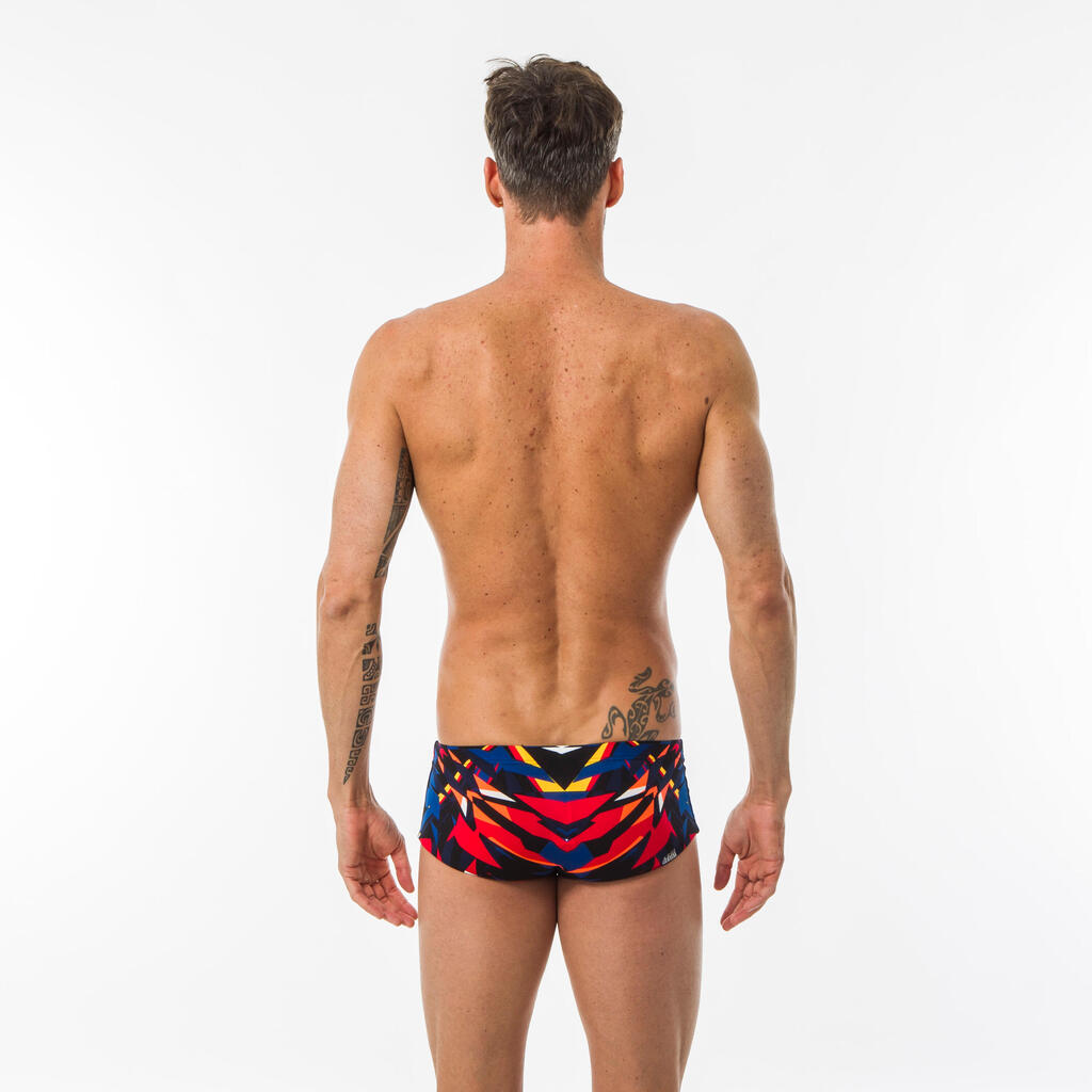 MEN'S SWIMMING SQUARE-CUT TRUNKS LARGE 900 BLACK BLAST RED