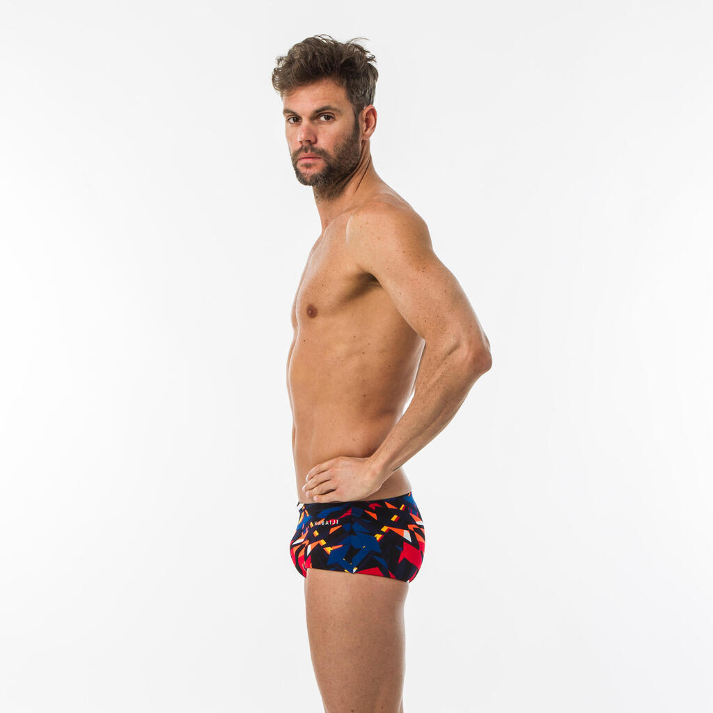 MEN'S SWIMMING SQUARE-CUT TRUNKS LARGE 900 BLACK BLAST RED