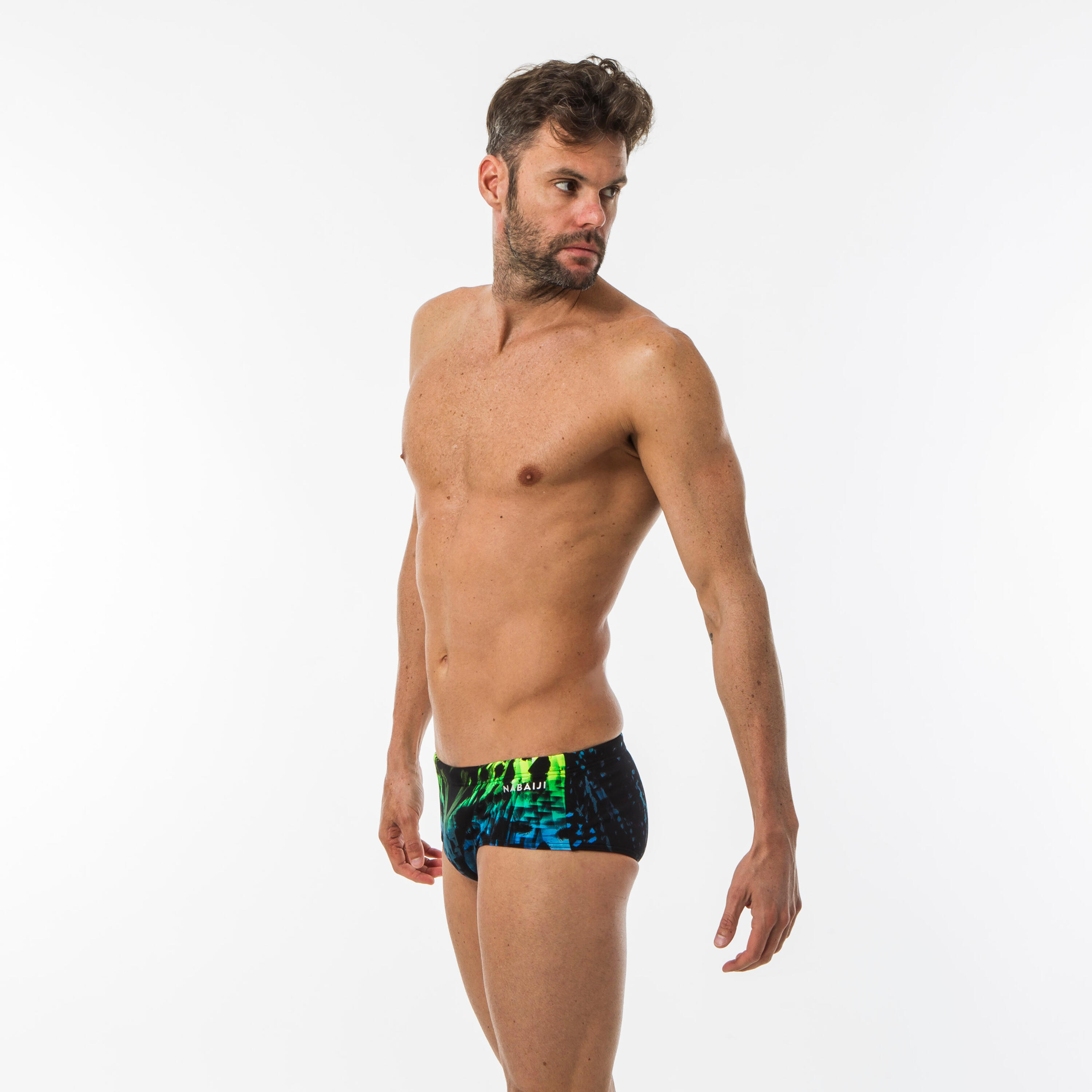 Men's Square-cut Swim Briefs 900 Leo Green 4/10