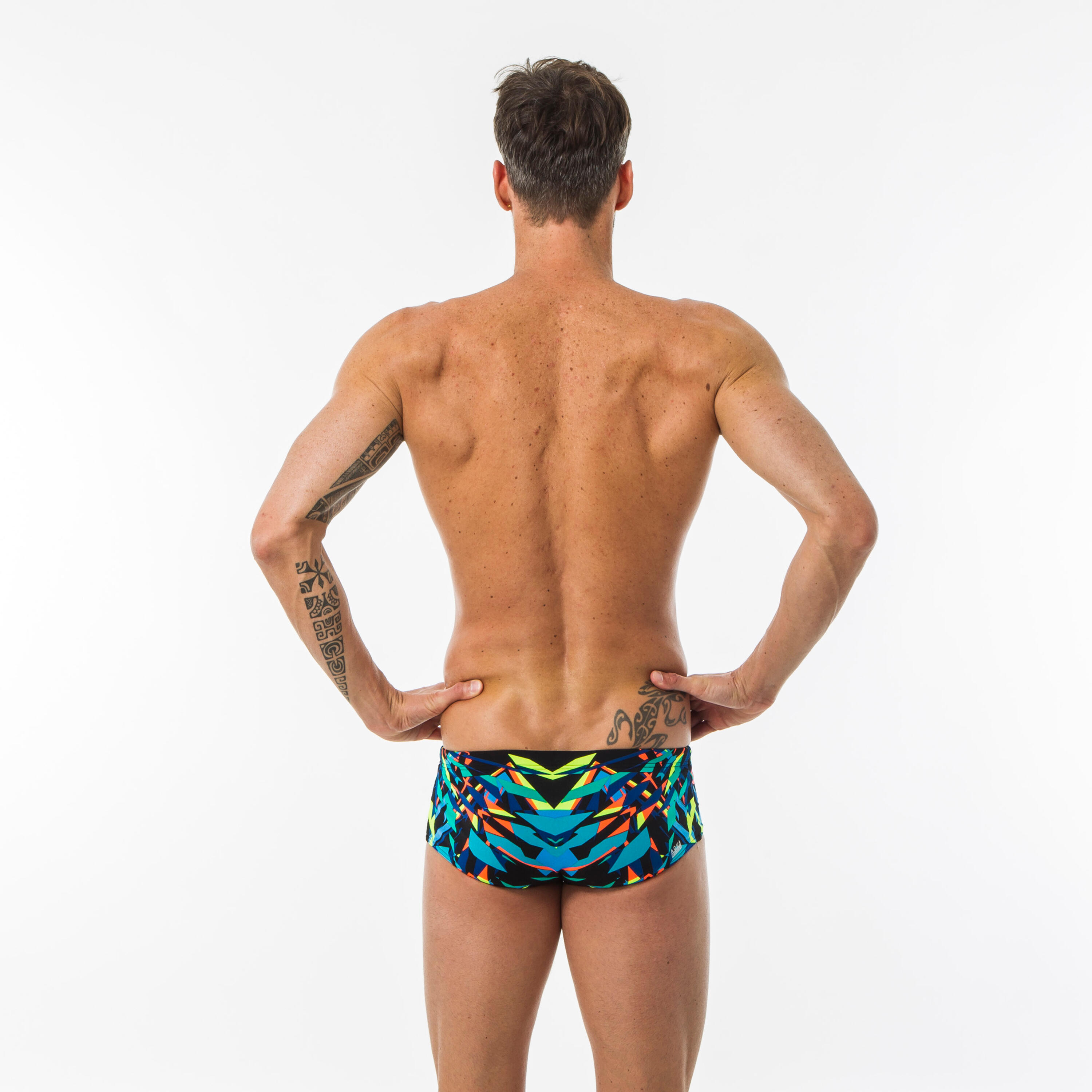MEN’S SWIMMING SQUARE-CUT BRIEFS 900 KAL ORANGE 3/11