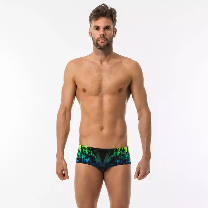 Men's Square-cut Swim Briefs 900 Leo Green
