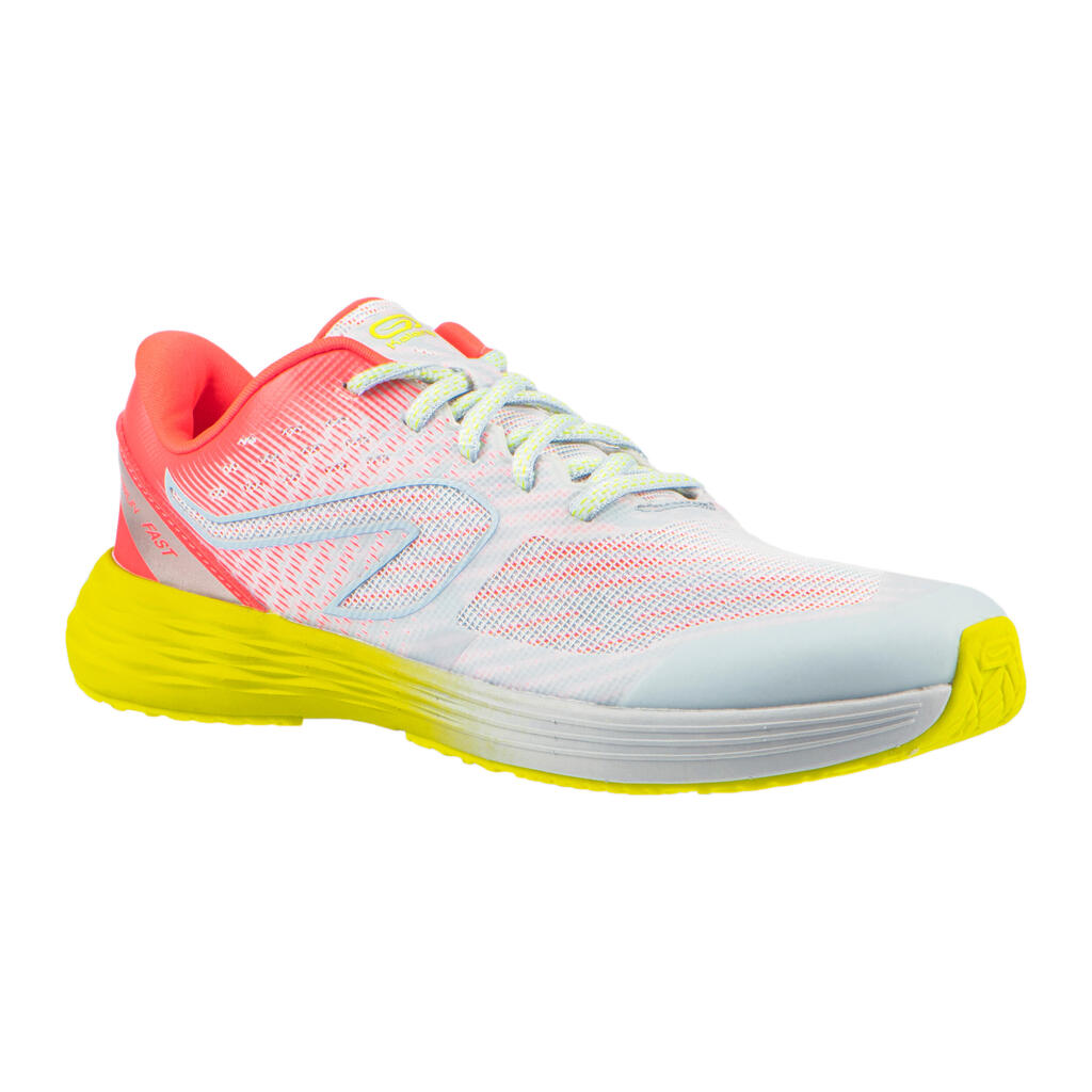 Kids' athletics shoes at 500 kiprun fast - neon grey, pink and yellow