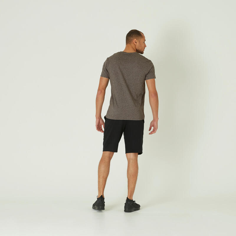 T-shirt uomo fitness SPORTEE 100 regular 100% cotone grigia