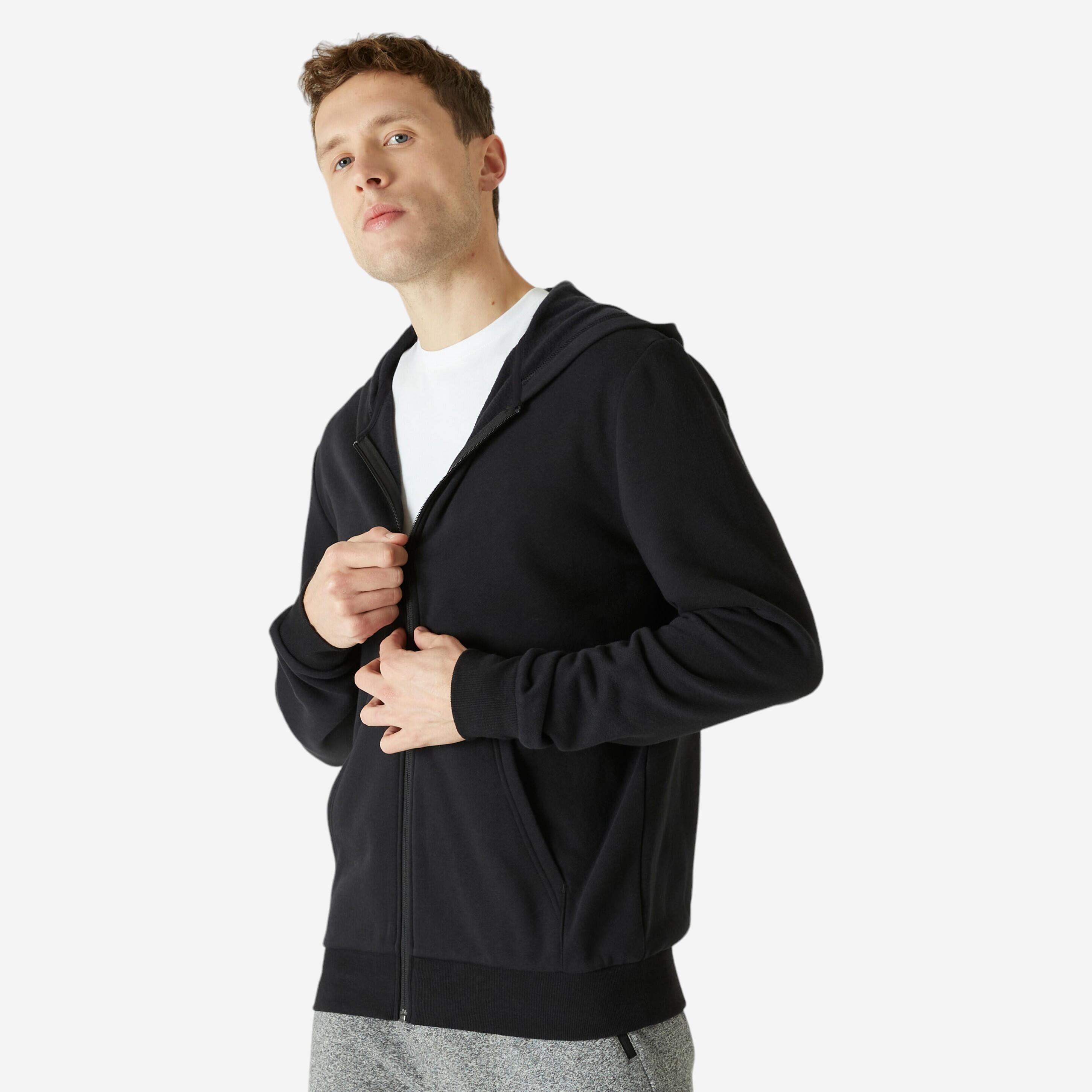 Sudadera con cremallera y capucha cuello redondo recta hombre con bolsillo  - 100 DOMYOS | Decathlon