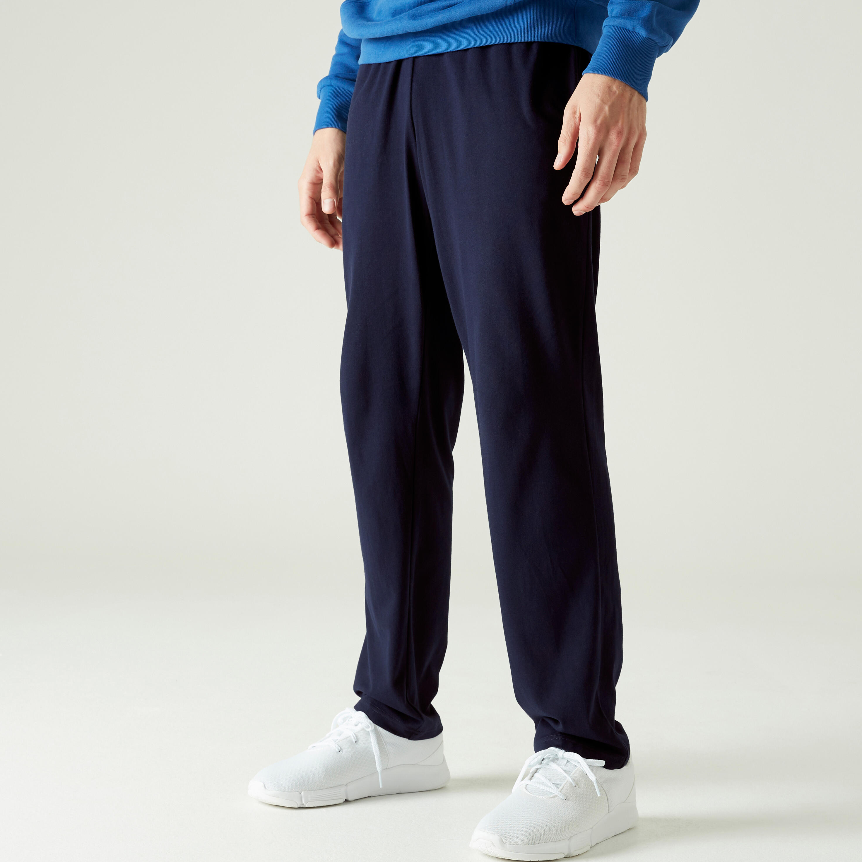 Men's Trackpant Joggers Straight Fit 100 For Gym- Blue