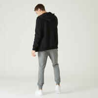 Men's Zip-Up Fitness Hoodie 100 - Black