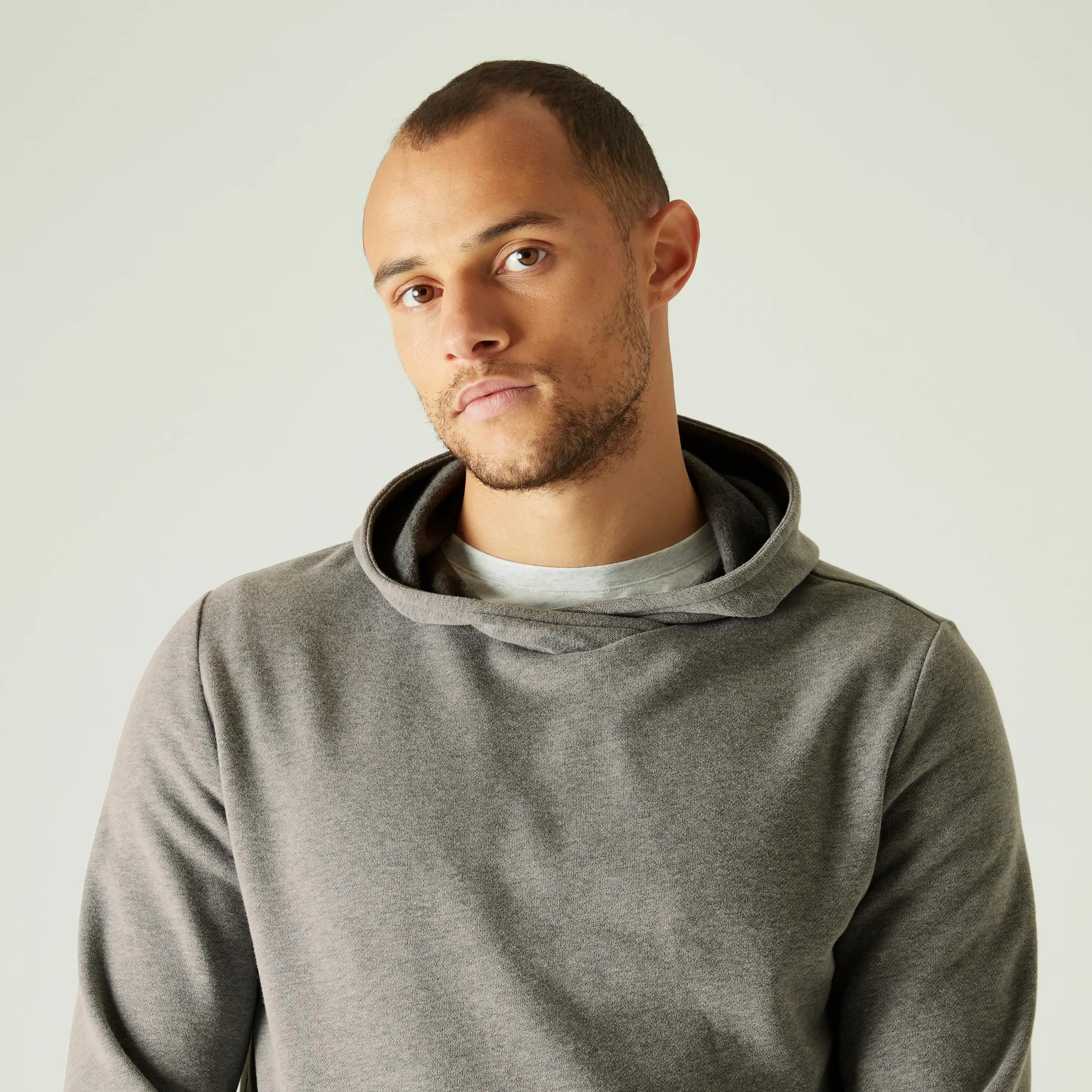 Men's Fitness Crew Hoodie 100 - Schist Grey 6/9