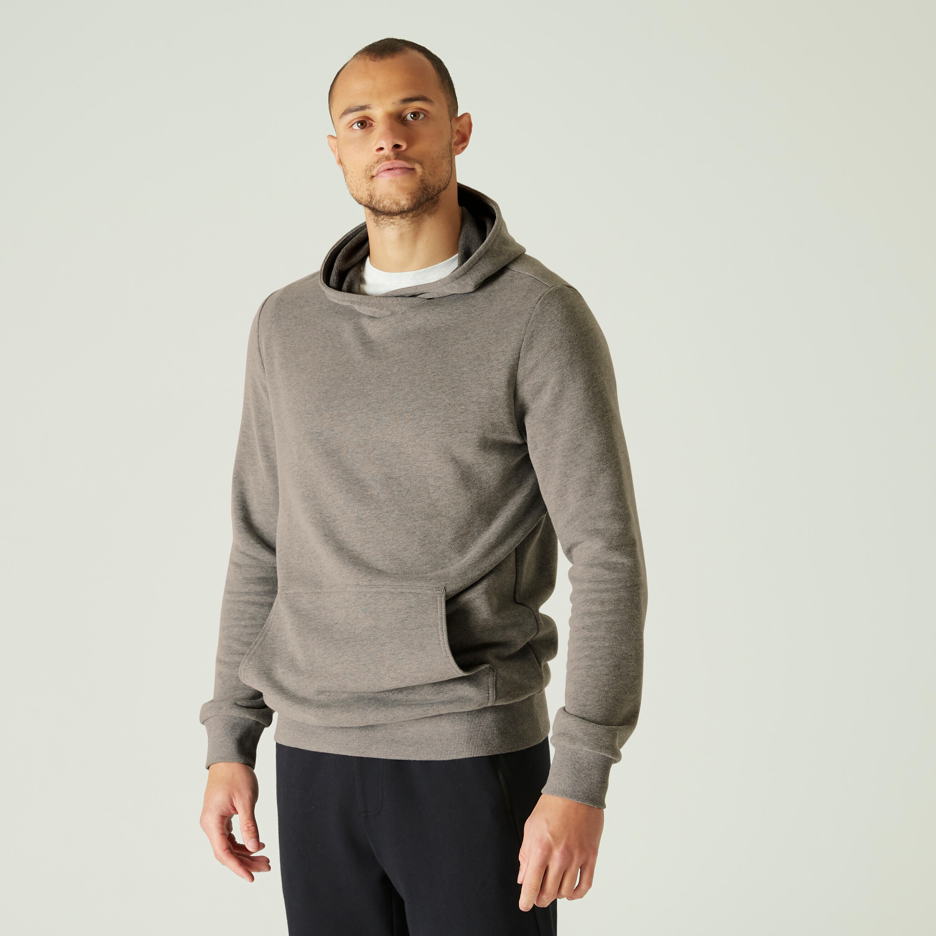 DOMYOS Men's Fitness Crew Hoodie 100 - Schist Grey