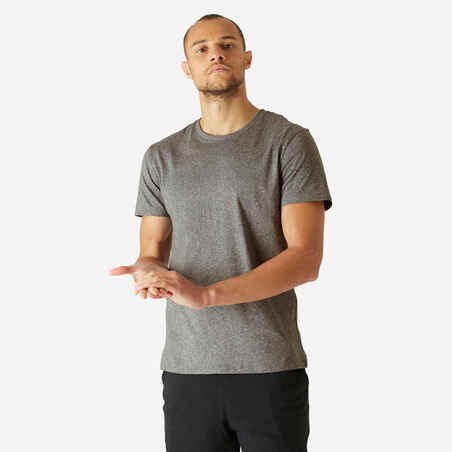 T-shirt fitness rak modell bomull Sportee Herr grå