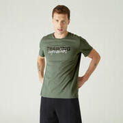 Men's Cotton Gym T-shirt Regular fit 500 - Green Print