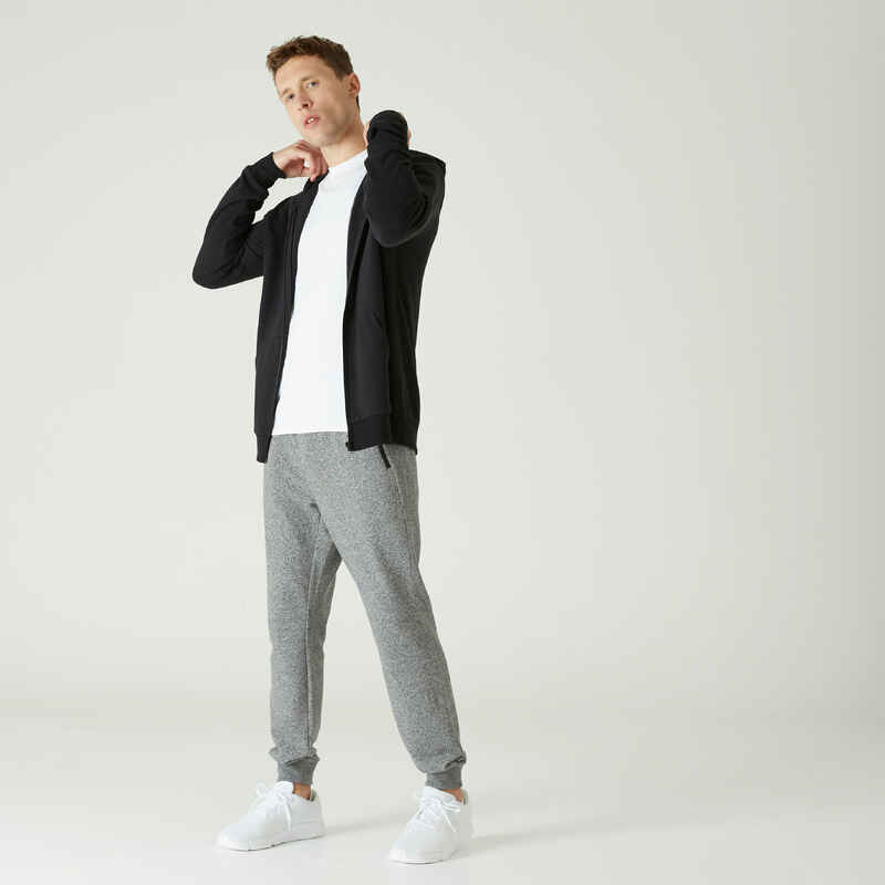 Men's Fitness Zip-Up Hoodie 100 - Black - Decathlon